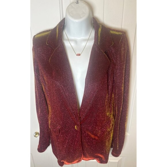 Rock & Roll Denim Red Iridescent Blazar, Size XS - Picture 4 of 9
